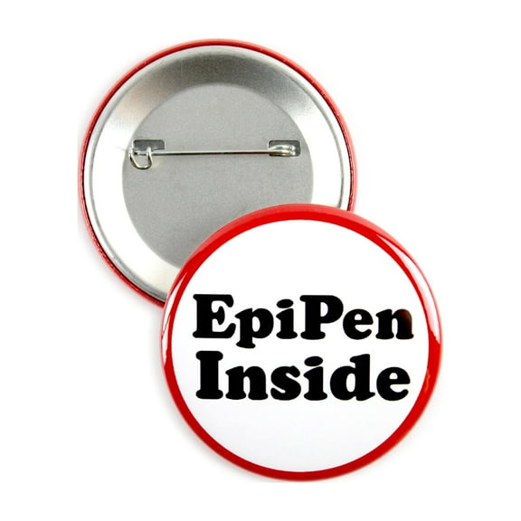 25 Pack - Epinephrine Autoinjector Emergency Allergy Medical Notification Pinback Button Badges - 2.25 Inch Round