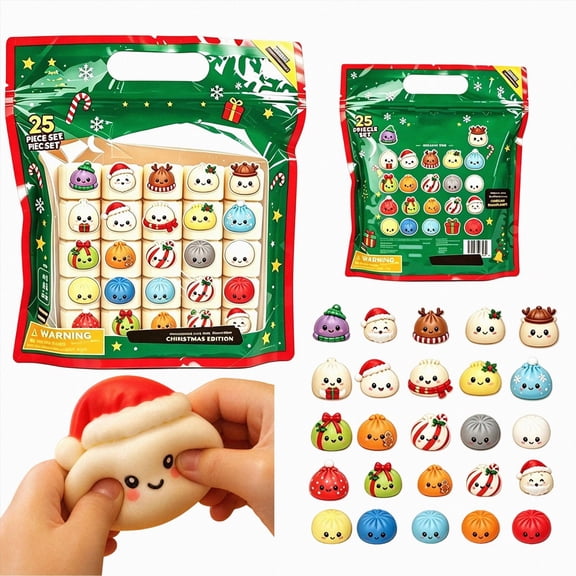 25 Pack Extra Mini Christmas Mini Dumplings Squishy Dumplings Assorted Spooky Colors Toy For Holiday Small Gifts Classroom Reward Boxes Kids Party Favors