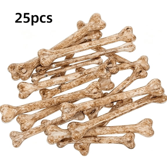 25 Pack Fake Bone Props, Plastic Skeleton Bones with Holes for Halloween, Cosplay & Costume Decor, 10cm