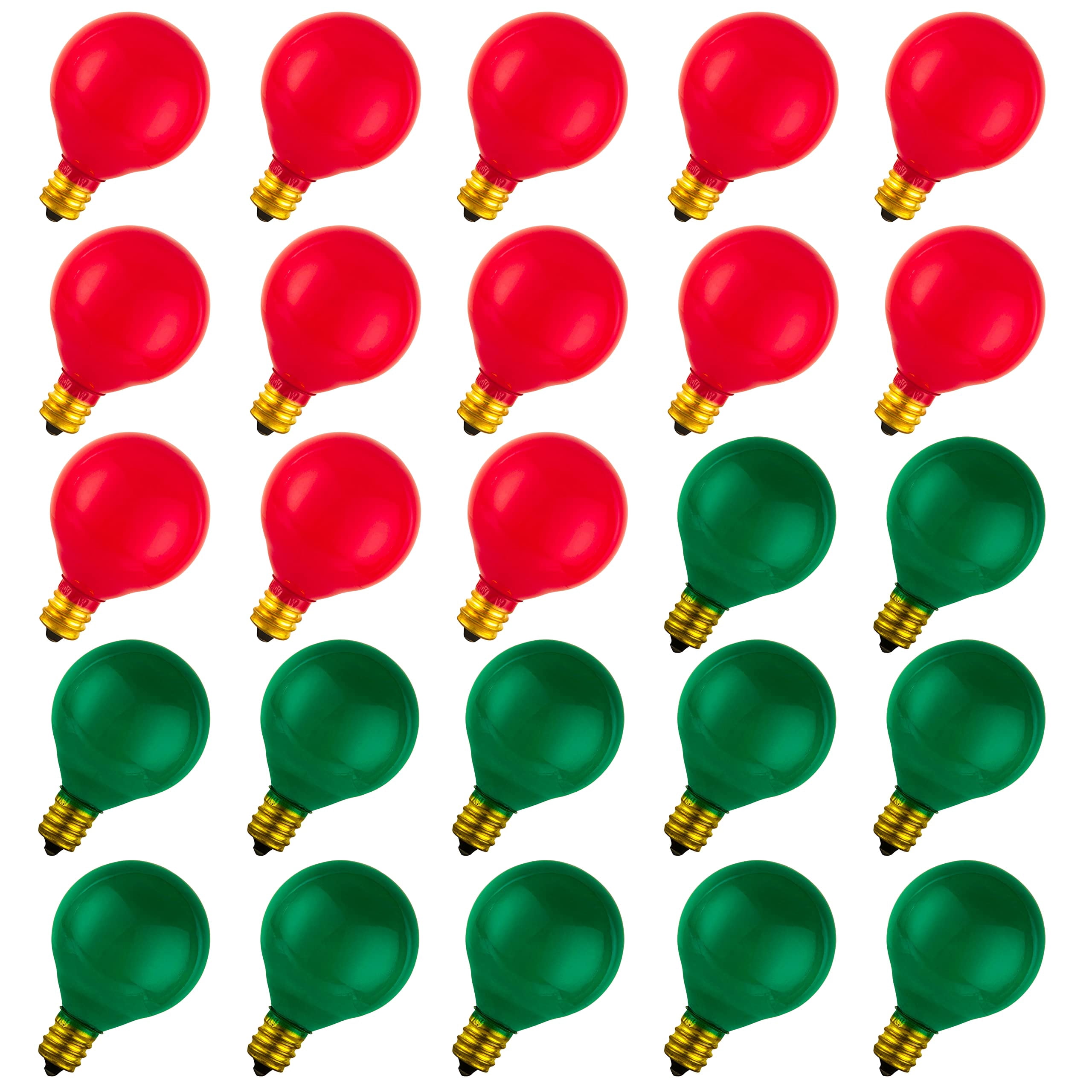 25 Pack G40 Red Light Bulb Green Light Bulb Ceramic Incandescent 5 Watt ...