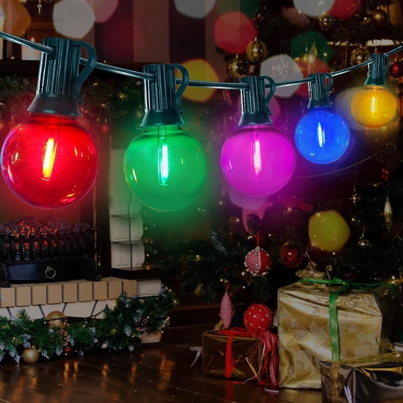 25 Pack G40 Replacement Bulbs, Multicolor LED Globe Christmas Light Bulbs, E12 Candelabra Base for Outdoor String Lights, Patio, Tree, Holiday Party Decor