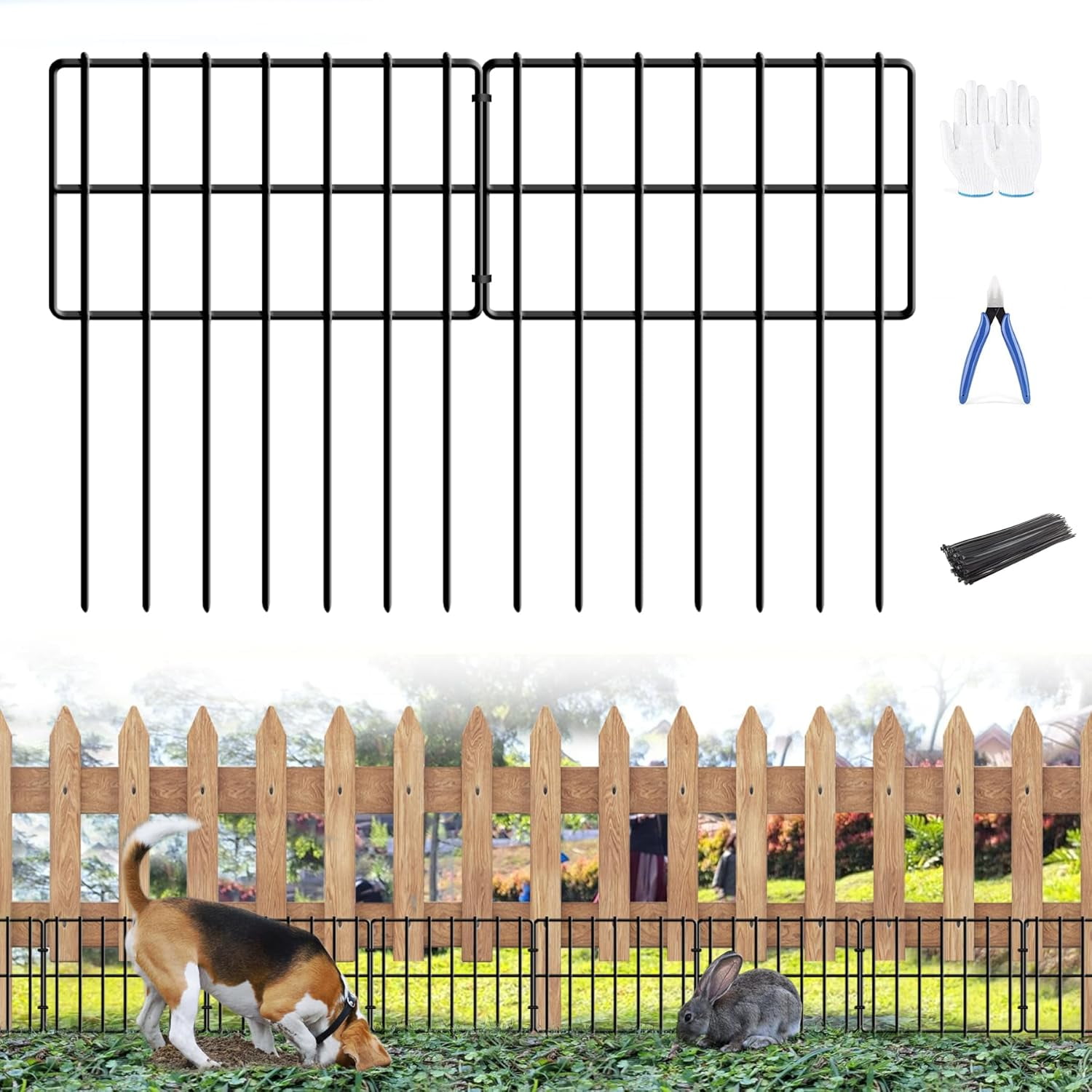 25 Pack Garden Animal Barrier Fence 1.65inch Spike Spacing No Dig Fence Reusable Rustproof Metal Fence Border Dogs Rabbits Blocker Fence for Outdoor Yard Total 27ft L x 17inch H Walmart