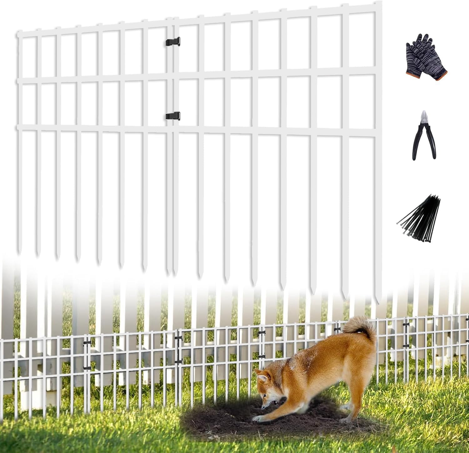 25 Pack Garden Animal Barrier Fence, 17in (H) X 27ft (L) No Dig Fence ...