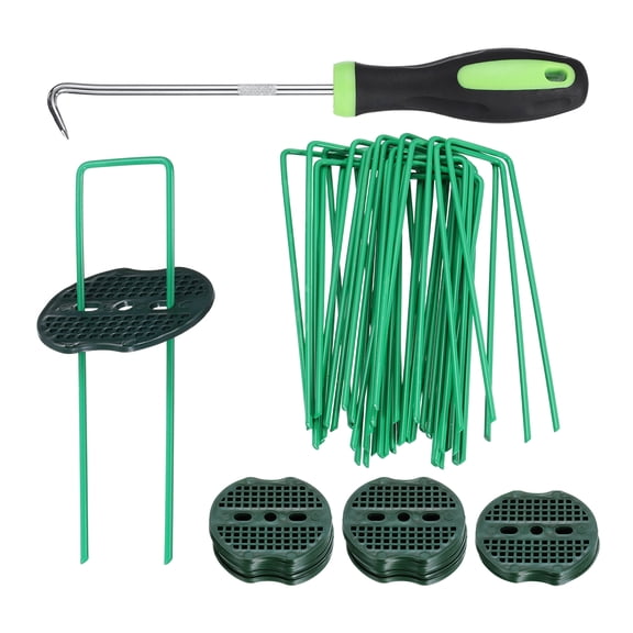 25 Pack Garden Stakes 6" 11 Gauge U-Type Turf Stake with Gasket&Hook