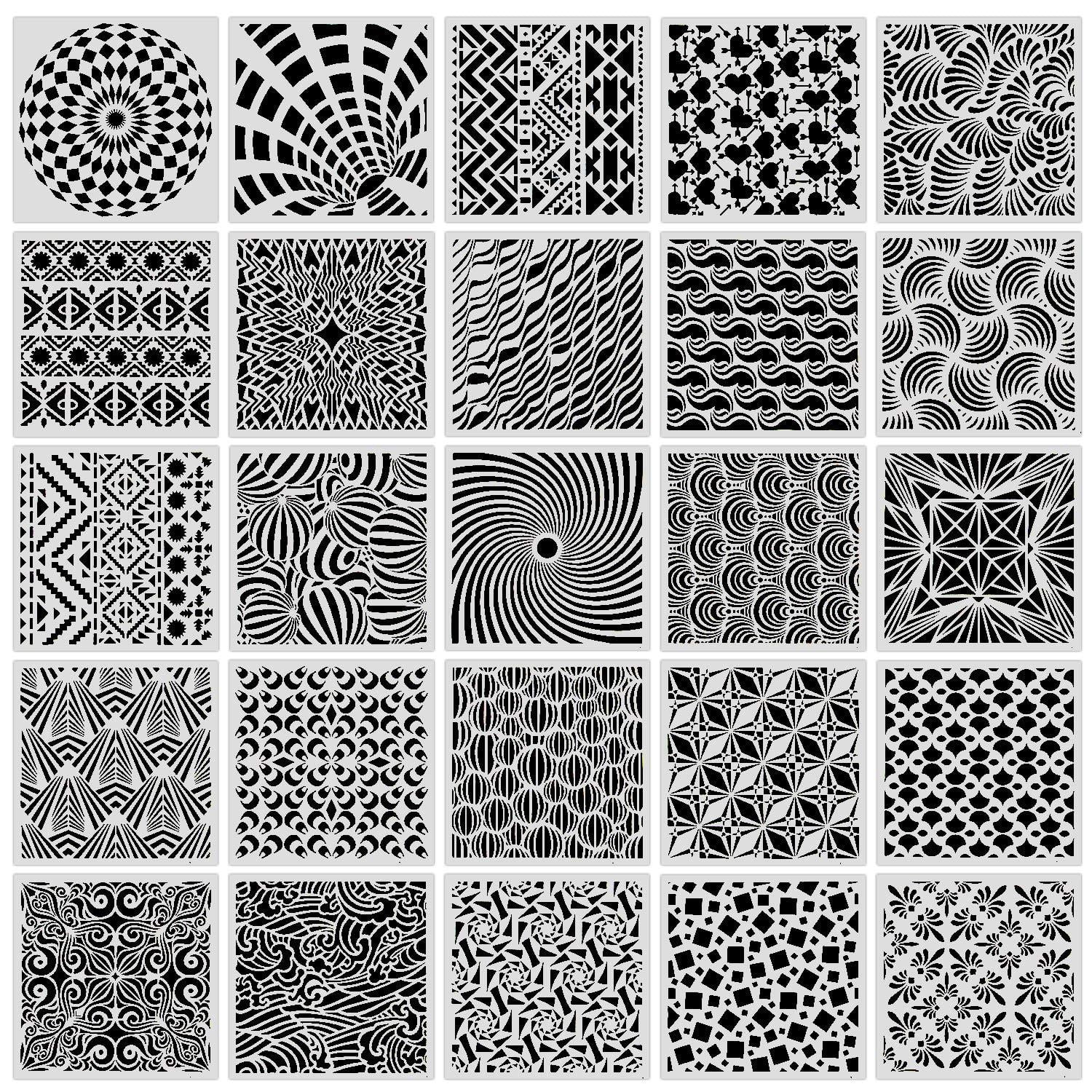 Purartly 30-Pack Geometric Stencils 6 x 6 Inch Painting Templates