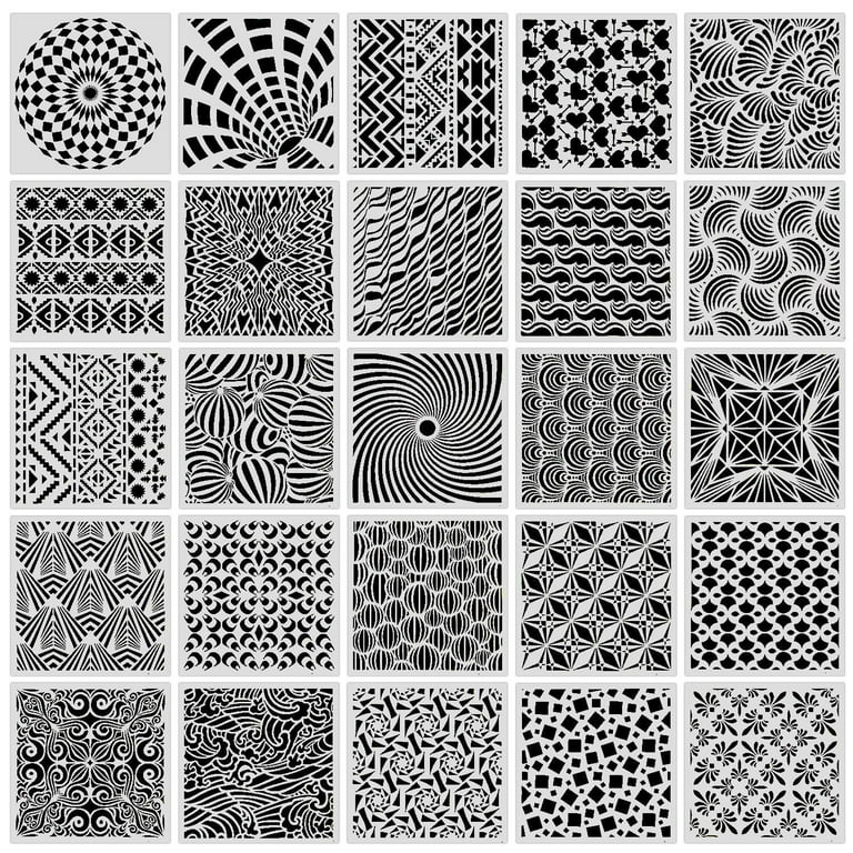 25-Pack Geometric Stencils 6 x 6 Inch Painting Templates for