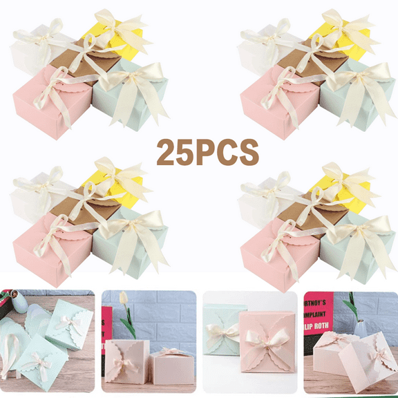 25-Pack Gift Boxes with Ribbons, Empty Chocolate & Jewelry Boxes for Professional Packaging