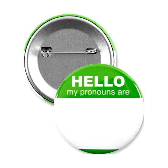 25 Pack - Green Hello My Pronouns Are "Write-In" LGBTQ+ Pinback Button Badges - 2.25 Inch Round