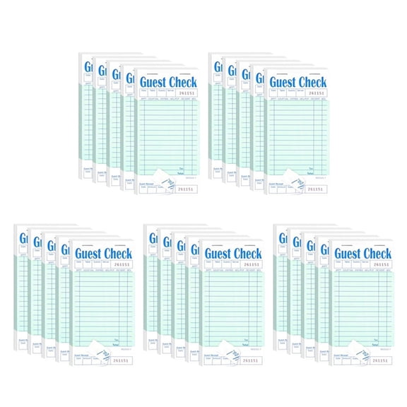 25 Pack Guest Check Books, Server Note Pads for Restaurant, Green Waiter Checkbook, Restaurant Order Pad 50 Sheets/Pack