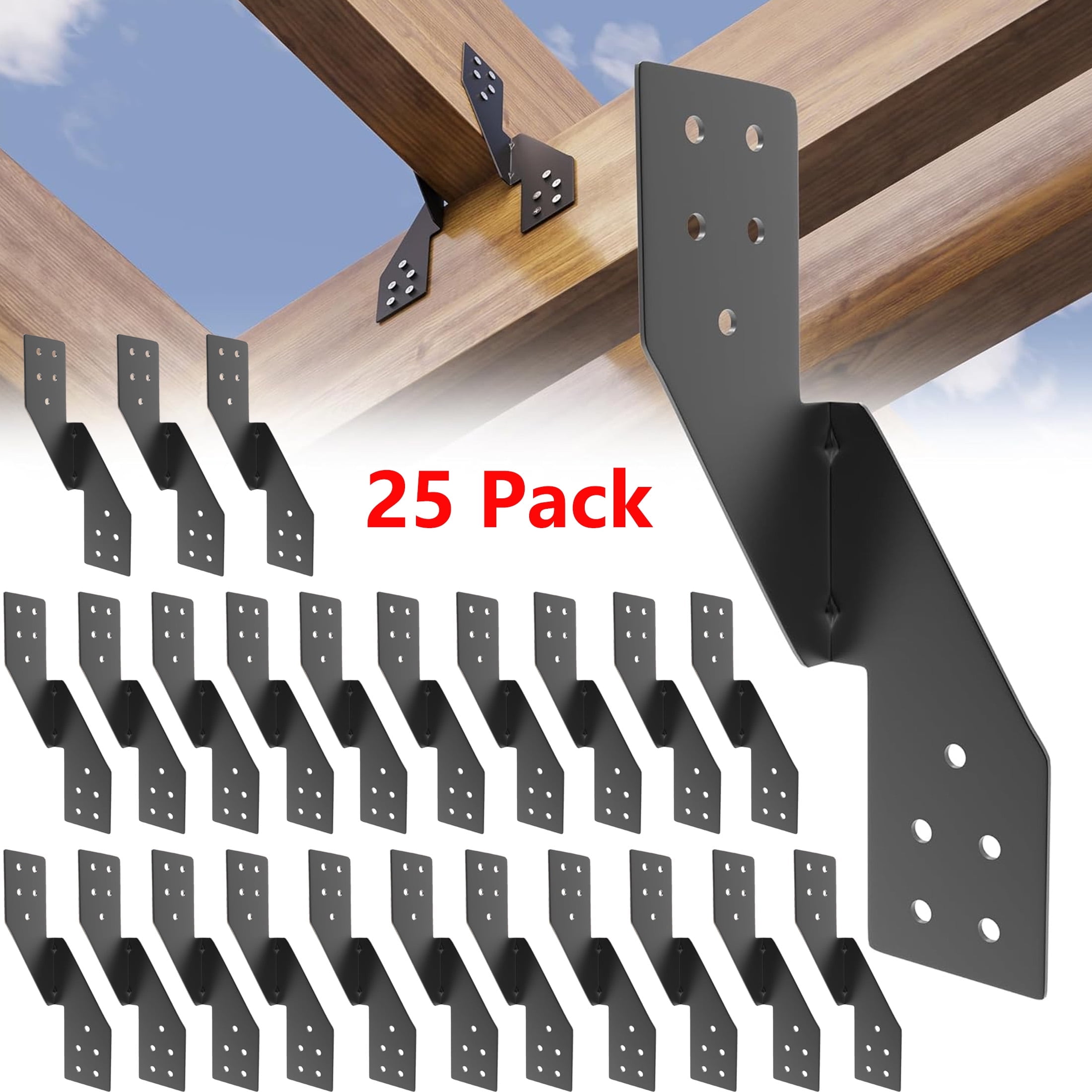 25 Pack H2.5A Strong Hurricane Ties, Black Hurricane Straps Brackets ...