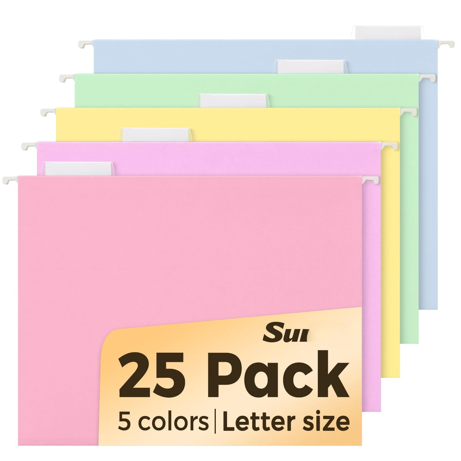 25 Pack Hanging File Folders  Bright Letter Size With 1/5-cut Tabs Stay Organized For Your Home And Office Bulk Documents