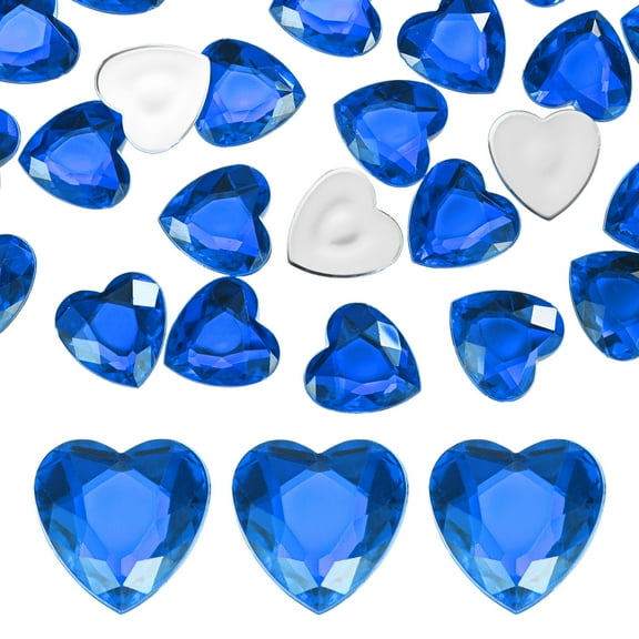 25-Pack Heart Rhinestone, 20mm Acrylic Heart Rhinestone Stickers for Craft/Painting/Jewelry, Flat Back Plastic Gems Sticker [Dark Blue]