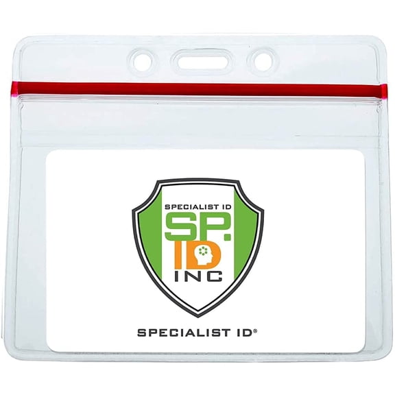 Specialist ID Heavy Duty Horizontal Resealable Zip Top Clear Plastic Waterproof ID Card Protector 25 Pack