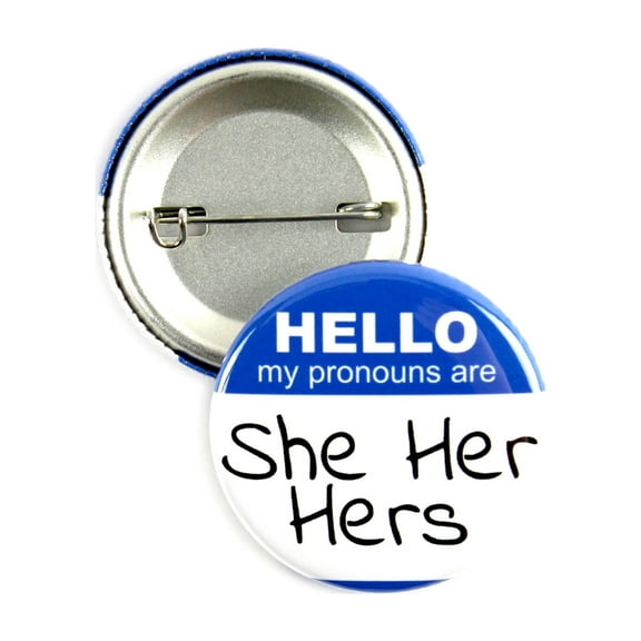 25 Pack - Hello My Pronouns Are She Her Hers LGBTQ+ Pinback Button Badges - 1.5 Inch Round