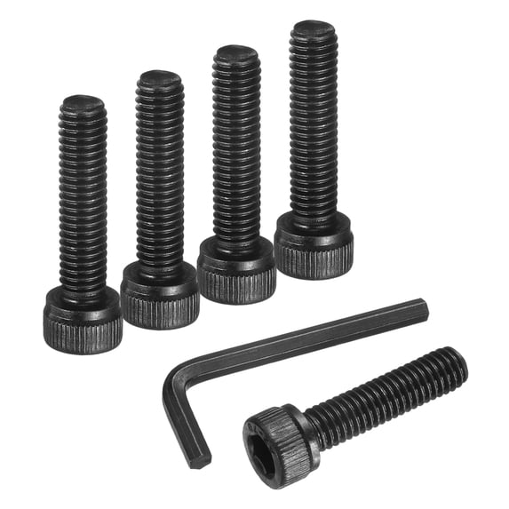 25 Pack Hex Socket Head Cap Screws Bolts, M6x25mm 304 Stainless Steel Socket Drive Machine Screws Bolts with Hex Wrench, Black