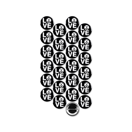 25 Pack - Hockey Love Team Pinback Buttons - 1.5 Inch