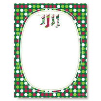 25 Pack Holiday Stockings Stationery Paper, Festive Design, Inkjet, Laser Compatible, Great for Holiday Letters, Invitations, Announcements, Includes Free Templates for Custom Layouts, Red, Green