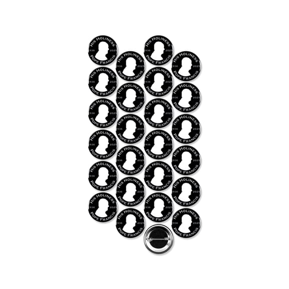 25 Pack - Honoring His Holiness Pope Francis Memorial Silhouette Catholic Pinback Buttons - 1.5 Inch