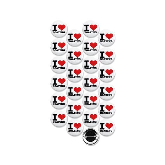 25 Pack - I "Heart" Love Boating Pinback Buttons - 1.5 Inch