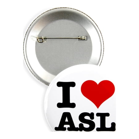 25 Pack - I Love 'Heart' ASL - Deaf Pride American Sign Language Pinback Button Badges - 2.25 Inch Round
