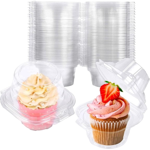 25 Pack Individual Cupcake Containers Plastic Cupcake Boxes Cupcake Holders Stackable Deep Dome Cupcake Carrier
