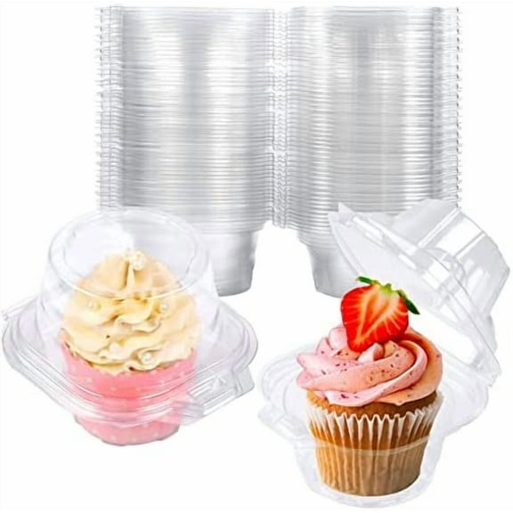 25 Pack Individual Cupcake Containers Plastic Cupcake Boxes Cupcake Holders Stackable Deep Dome Cupcake Carrier