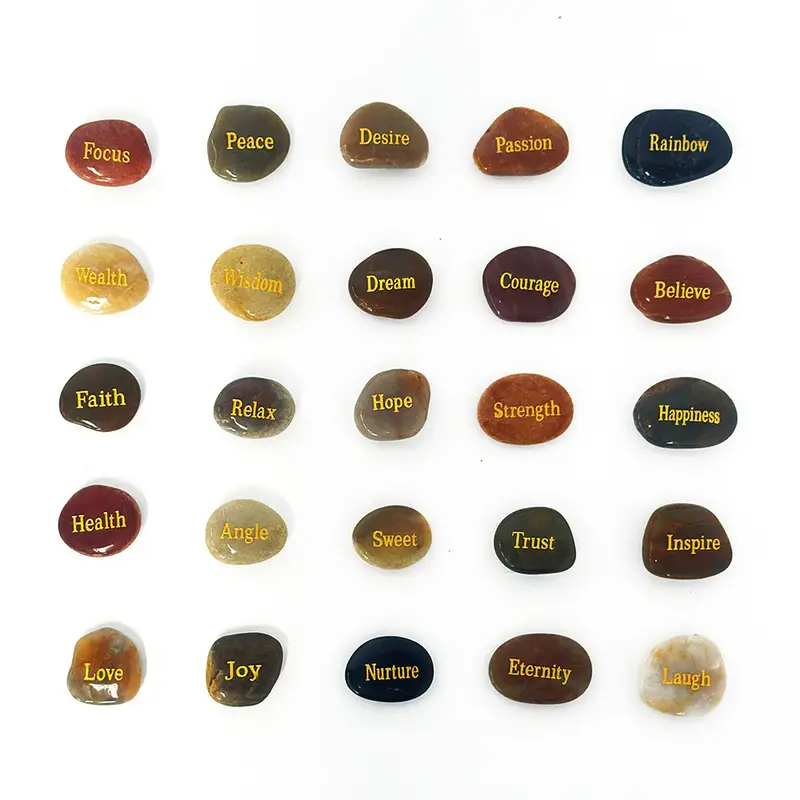 25Pcs Inspirational Engraved Stones, Natural Colorful Rocks with Laser ...