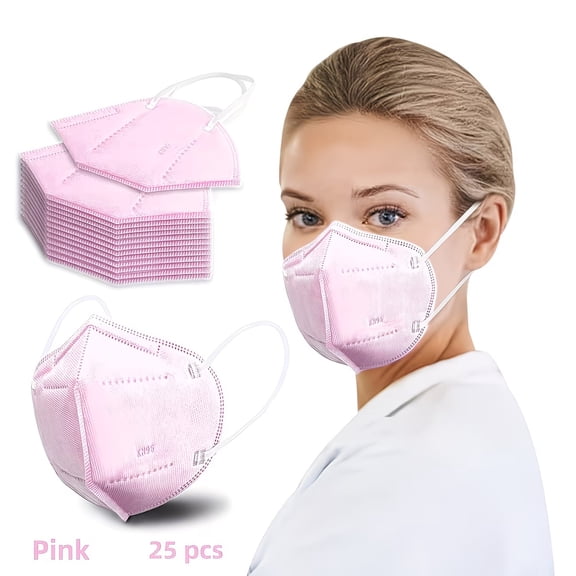 25 Pack KN95 Masks Individually Wrapped, 5-Layer Breathable Cup Face Mask for Adults