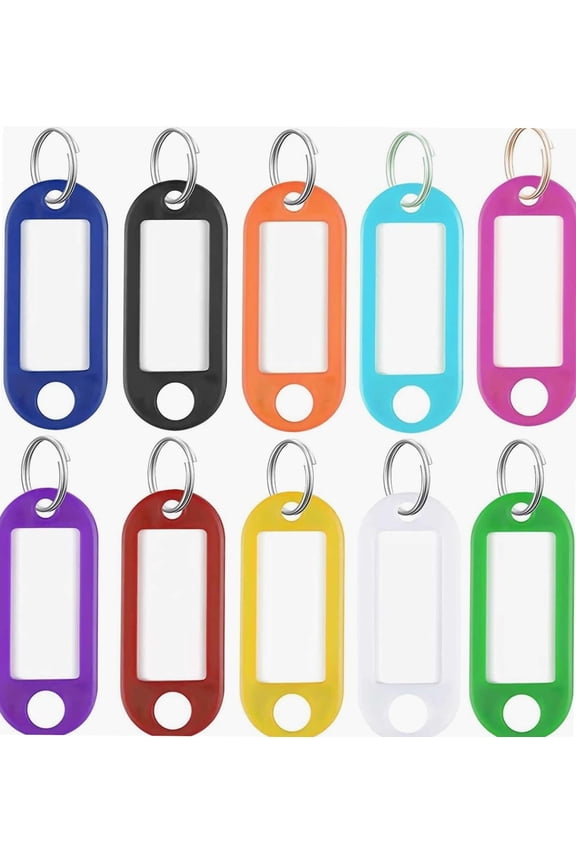 25 Pack Key Tags with Labels, 10 Colors Key Fobs with Split Rings for Keys, Key Rings with Tags for Luggage, Pets, Luggage and Office Key Labels, Writable Paper Card Stick Tags