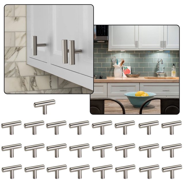25 Pack Kitchen Knobs And Pulls Brushed Stainless Steel Single