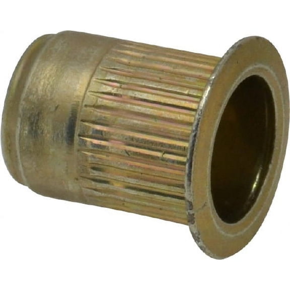 25 Pack Knurled Body Open End M8x1.25 Threaded Inserts, Steel with Zinc Finish