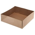 thumbnail image 1 of [25 Pack] Kraft Paperboard 4 Corner Pop Up Food Tray Carrier - Food and Drink Stadium Tray Carrier - Theater Snack Carrier Box - 10 x 10 x 3 Inches, 1 of 3