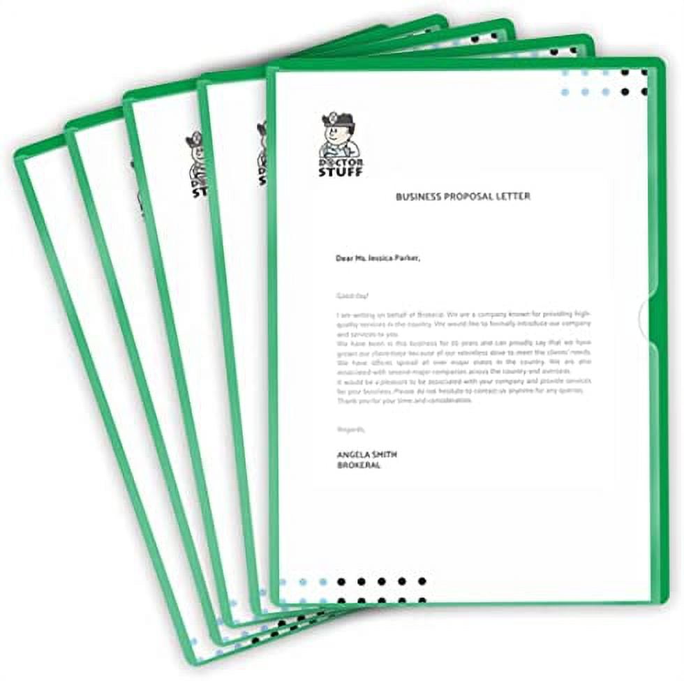  25 Pack LType Vinyl Plastic File Folders Letter Size, Green Pocket