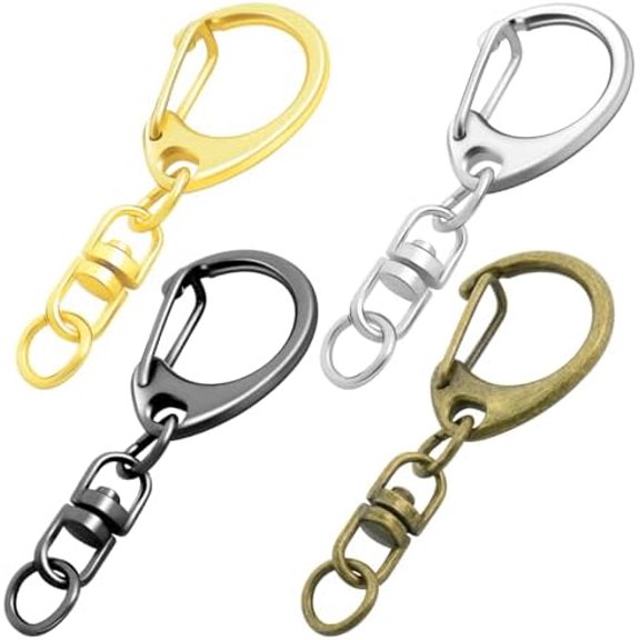 25 Pack Lobster Claw Clasps Keychain Making Kit, 4 Colors Keychain Clip with Swivel Snap Hooks, Bulk Key Chain Clasps for Crafts and Gift DIY Making