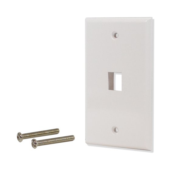 25 Pack Lot 1 port Hole Keystone Jack Wall Plate Smooth Surface White