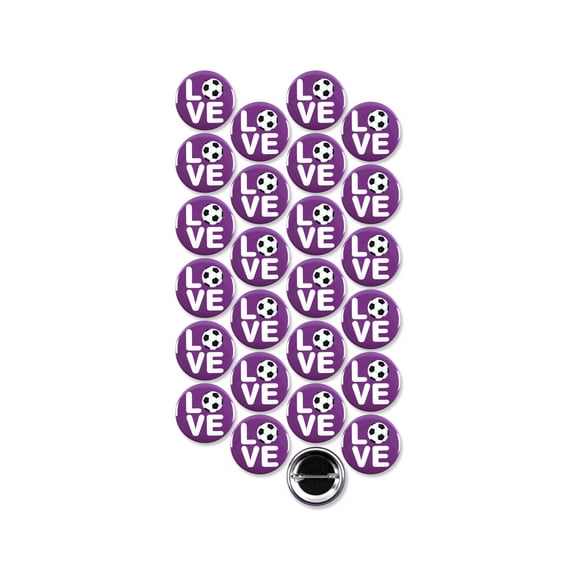 25 Pack - Love Soccer Sports Pinback Buttons - 1.5 Inch