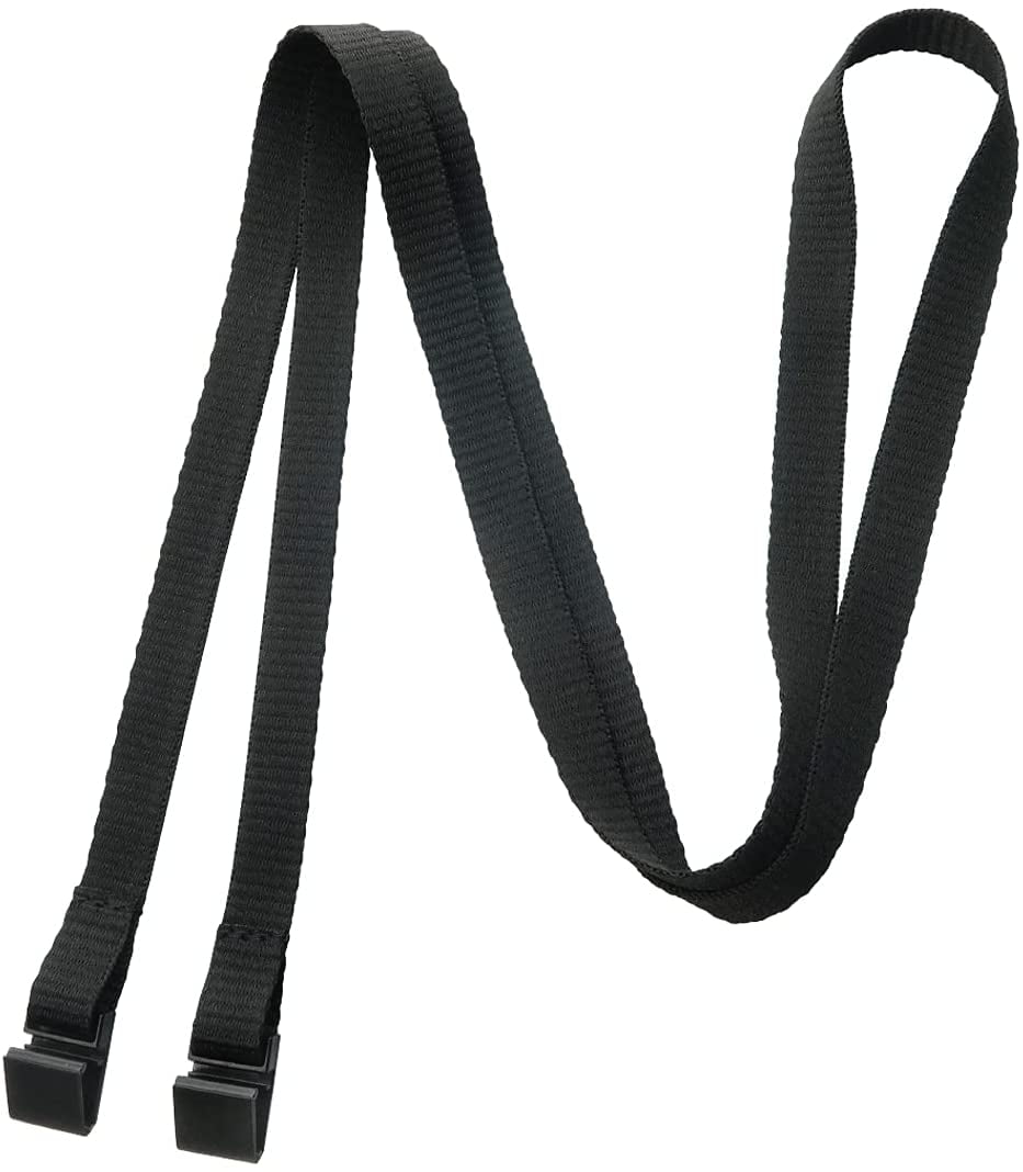 25 Pack - MRI Safe Double Ended Lanyards 2 Slim Plastic Clips - Metal Detector Friendly No Twist Badge and Face Mask & Credential Holders for Travel, Conferences & Special Events Specialist ID (Black)