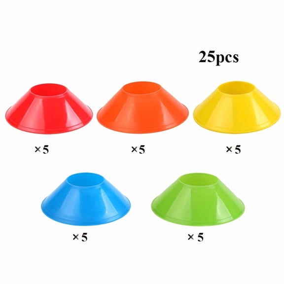 25-Pack Marker Discs for Soccer and Basketball Speed Agility Training Obstacles, Step Barriers, and Marker Cones - Soccer Training Equipment