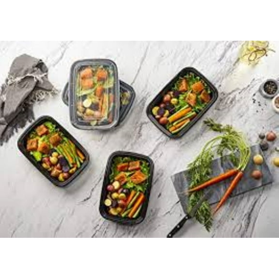 25-Pack Meal Prep Container with Lid| 28 Oz - 1 Compartment Disposable Plastic Food Storage Containers| BPA Free Stackable Reusable Bento Box| Microwave, Dishwasher & Freezer Safe