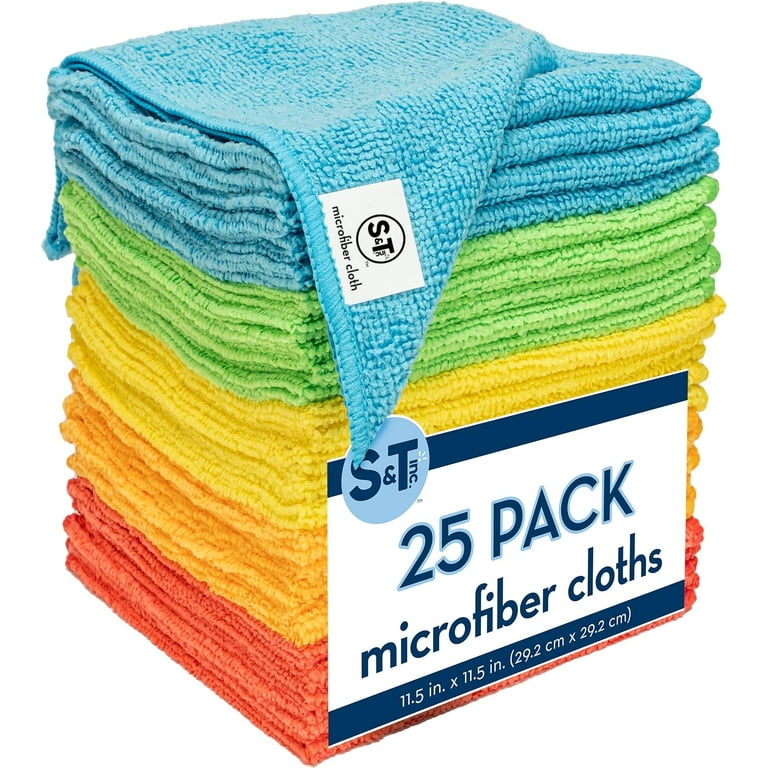 25 Pack Microfiber Cleaning Cloth Bulk Microfiber Towel for Home Reusable and Lint Free Cloth Towels for Car Assorted Colors 11.5 Inch x 11.5 Inch 25 Count Walmart