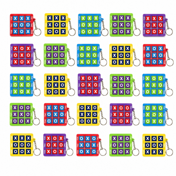 25 Pack Mini Tic Tac Toe Keychain Games, XO Puzzle Keychains, Party Favors, Classroom Prizes, Birthday Goodie Bag Stuffers, Carnival Rewards, Pinata Fillers