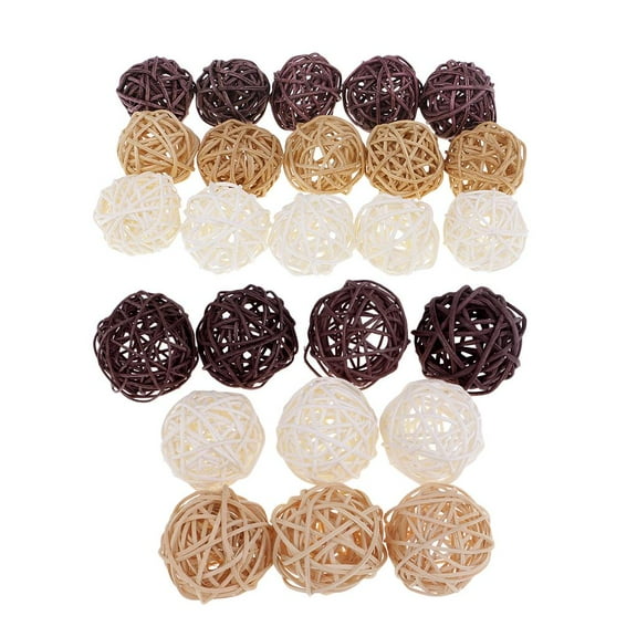 25-Pack Multiple Color Wicker Rattan Balls - Decorative Orbs Natural Spheres Craft DIY,Wedding Decoration, Christmas Tree, House Ornaments Vase Filler