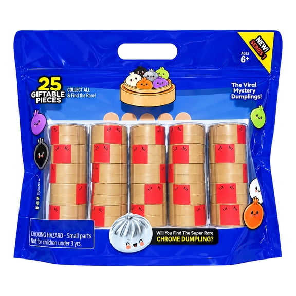 25-Pack Mystery Dumplings Squishy Toys Set, Mini Kawaii Bao Bun Blind Box Squeeze Fidgets for Christmas Stocking Stuffers, Holiday Gifts, Classroom Prizes and Party Favors
