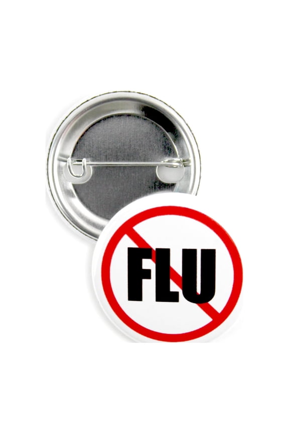25 Pack - NO Flu Clinical and Customer Service Reminder Pinback Button Badges 1.5 Inch Round
