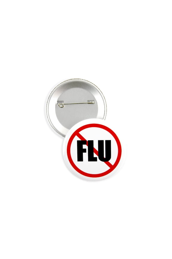 25 Pack - NO Flu Clinical and Customer Service Reminder Pinback Button Badges - 2.25 Inch Round