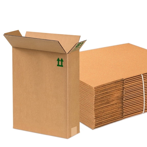 25 Pack Narrow Long Cardboard Boxes  19" x 4"/M x 22"  Great for Packing, Moving & Organization