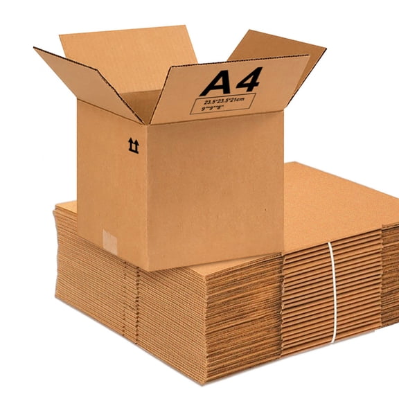25 Pack Natural Kraft Cube Cardboard Boxes  9" x 9" x 8"  For Moving and Household Storage