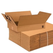 25 Pack Natural Kraft Flat Cardboard Boxes   19 x 15 x 3   For Packing, Moving & Organization