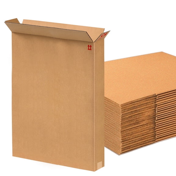 25 Pack Natural Kraft Long Narrow Cardboard Boxes 29" x 3" x 39" For Household Packing & Organizing