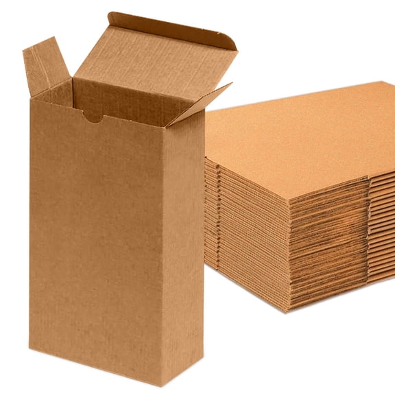 25 Pack Natural Kraft Small Moving Boxes  6.5" x 2.75" x 9.3"  Cardboard Boxes for Packing & Storage